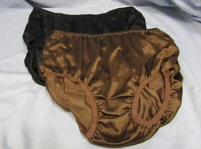 Braguita Brief Brillante Sin Marca 100% Nylon 2pr Negra y Marrón Talla 7 Nueva 331 Foto 1 de 4
