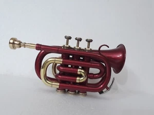 MINI POCKET New RED BRASS Finish Bb Pocket Trumpet WITH FREE HARD CASE - Picture 1 of 8