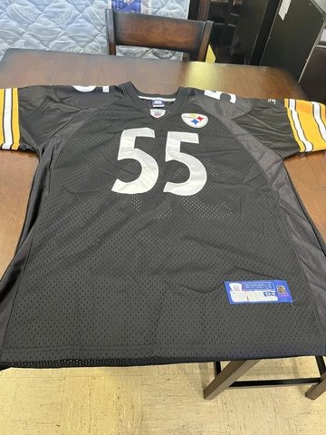 Vintage Reebok NFL Pittsburgh Steelers #55 Joey Porter Black Jersey Size 54 Cover