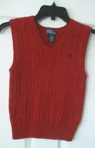 Polo Ralph Lauren Boys Red Cable Knit Sweater Vest Size 6 - Picture 1 of 6