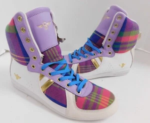 Creative Recreation Galow hohe Damen-Sneaker lila weiß kariert Größe 9 - Bild 1 von 9