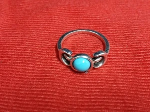 NATURAL TURQUOISE BEZEL SET QUALITY TITANIUM SILVER NEW SIZE 13 RING - Picture 1 of 4