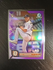 Bowman 2022 cromo Matt Manning novato radiocontrol refractor púrpura/250 - Imagen 1 de 2