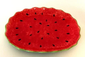 Burton & Burton Ceramic Oval Watermelon Serving Plate 9 3/4" x 7 1/4" - Picture 1 of 6