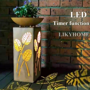 Metal Flower Pot Holder Stand LED Light with Timer Function Bird Bath Feeder - Picture 1 of 7