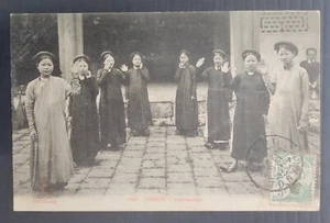 1911 Indochina Postcard-Singers ties 5c stamp cd Hanoi-Haiphong - Picture 1 of 2