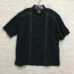 Bruno Button Up Shirt Large Adult Black Pure Linen Short Sleeve Camp Mens L - Picture 1 of 9