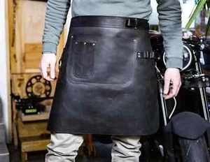 Handmade Half Waist Leather Apron with Pockets For BBQ Cooking Chef Bar Kitchen - Picture 1 of 5