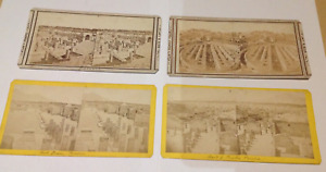 4 Stereoscopic Flat Cards of POMPEII (Pompei). c. 1860's stereoviews.  R. Rive