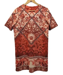 Asos Oriental Dragon Floral Textured T Shirt Style Dress Size 10 12 Orange - Picture 1 of 16