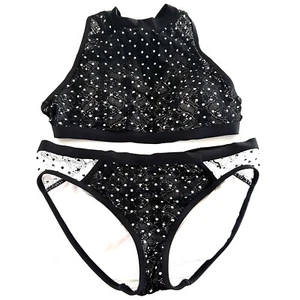 Anne Cole Rare Sz M Stretch Halter Bikini Set Swim Top Bottom Floral Padded Bra - Picture 1 of 15