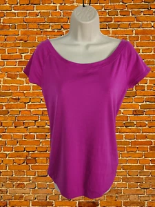 WOMEN RALPH LAUREN SIZE LARGE L FUCHSIA CASUAL CAP SLEEVE SCOOP NECK T SHIRT TEE - Picture 1 of 4
