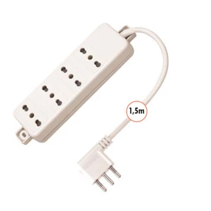 Regleta multicontactos 4 lugares 10/16A Doble Paso con Cable 1,5m Blanco - Foto 1 di 1