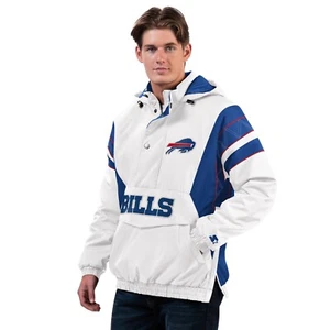 Buffalo Bills Starter Charger 1/2 Zip Pullover Uomo Giacca con Cappuccio - Bianco - Foto 1 di 2