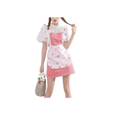 Lindo Delantal Tartán Para Mujer Cocina Ajustable Kawaii Juegos con disfraces Criada Red Enrejado Foto 1 de 4