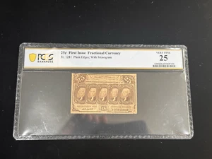 FR-1281 $0.25 First Issue Fractional Currency - 25 Cents - Graded PCGS VF 25 - Picture 1 of 7
