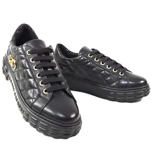 CASADEI 🇮🇹 WOMEN'S BLACK SOFT LEATHER COMFORT FASHION SNEAKERS - Picture 1 of 7