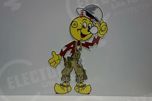 Reddy Kilowatt HARD HAT TIPPER Electric Power Die Cut SIGN ELECTRICIAN GIFT - Picture 1 of 4