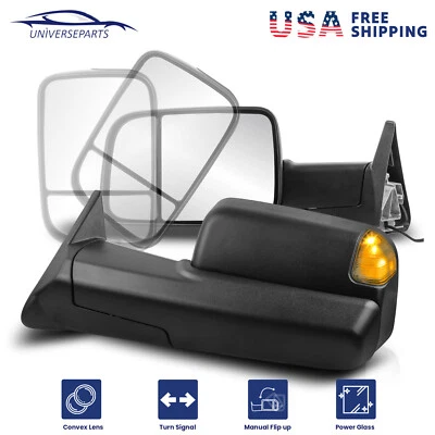 Par de espejos retrovisores de remolque de vidrio abatibles para Dodge Ram 1500 2500 3500 1994-1997 Foto 1 de 4