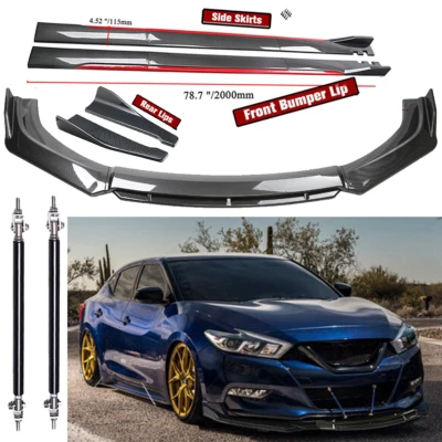 Front Rear Bumper Lips Side Skirt Extension Carbon Fiber For Nissan Maxima Foto 1 de 4