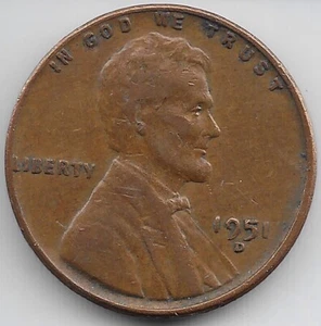 1951 D Lincoln Wheat Penny Error Doubled Die Obverse DDO FS-101 Collectible - Picture 1 of 3