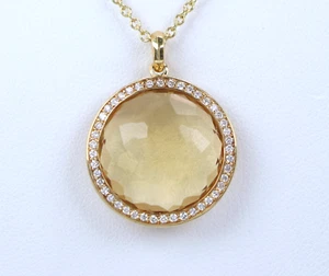 $2,995 Ippolita Lollipop 18K Yellow Gold Honey Citrine Diamond Pendant Necklace - Picture 1 of 8