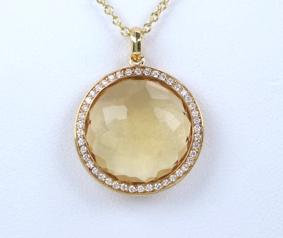 $2,995 Ippolita Lollipop 18K Yellow Gold Honey Citrine Diamond Pendant Necklace - Image 1 of 4