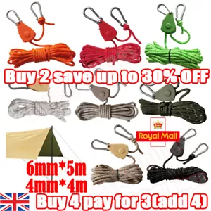 4/5M Portable.Adjustable Fix Tent High Strength❤Fast Release Pulley.Camping Rope - Picture 1 of 16