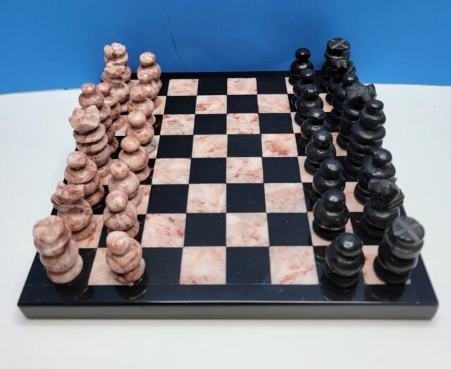 Radicaln Marble Chess Set 15 Inches White and Black Handmade Chess Board  Game for Adults - Best Travel Chess Set 2 Player Games - 1 Chess Board & 32