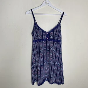 Jessica Simpson Blue Pattern Pink Mini Nightgown Dress Lingerie Size Medium - Picture 1 of 11