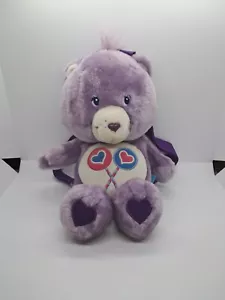 RARE Care Bear Stuffed Animal Plush SHARE BEAR Purple Lollipop Backpack Bag 2003 - Picture 1 of 6