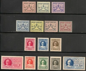 Vatican City #1-13, E1-E2 VF MINT - 1929 5c to 10 l Papal Arms / Pope Pius XI - Picture 1 of 1