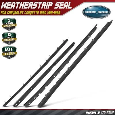 4x Kit de vedação de feltro para varredura de janela Weatherstrip para Chevrolet Corvette 1990 1991-1996 - Imagem 1 de 4