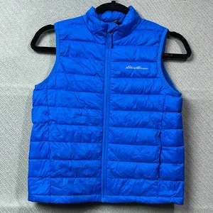 Eddie Bauer Puffer Vest Kids S (7/8) Blue Down Down Insulated Packable Outdoors - Picture 1 of 14