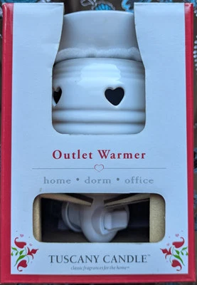 TUSCANY CANDLE Ceramic Outlet Warmer/ Wax Melter (Heart Pattern - White) - Image 1 of 4