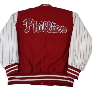 Chaqueta Universitaria De Colección Philadelphia Phillies Jeff Hamilton MLB Cuero Lana Bombardero - Imagen 1 de 21