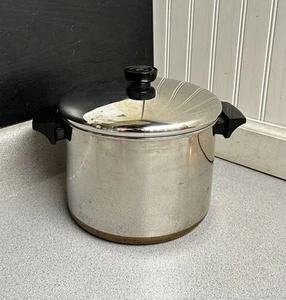 Revere Ware 5 Qt. Stock Pot with Lid 1801 Copper Bottom Clinton IL Vintage - Picture 1 of 6