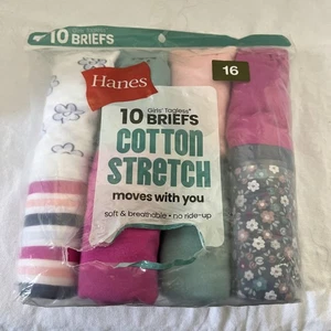 Hanes 8 Pack Girl's Tagless Comfort Fabric Cotton Briefs Size 16 Underwear New - Picture 1 of 1