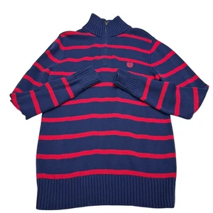 Chaps Cotton Blue Red Stripe 1/4 Zip Sweater Top, Size XL Youth (18-20) NWT - Picture 1 of 7