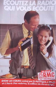 PUBLICITÉ RMC RADIO MONTE CARLO SHOW LES COEURS ÉCOUTEZ LA RADIO QUI VOUS ÉCOUTE - Imagen 1 de 1