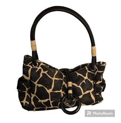 Sondra Roberts Squared Giraffe Print Brown Handbag Purse 13x8 - Image 1 of 4