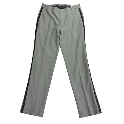 Alfani Mens Slim Fit Stretch Striped Tuxedo Dress Pants Gray 32x32 - Image 1 of 4