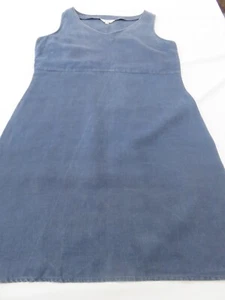 NOUGAT EASY GOING PLAIN SIMPLE DENIM BLUE SLEEVELESS 100% LINEN DRESS UK 10 P - Picture 1 of 10