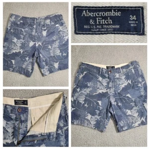 Abercrombie & Fitch Herrenshorts Größe 34 blau Palmblatt flache Vorderseite hawaiianischer Vibe - Bild 1 von 18