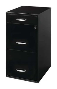 Space Solutions 3 Drawer Letter Width Vertical File Cabinet Pencil Drawer Black - Picture 1 of 6