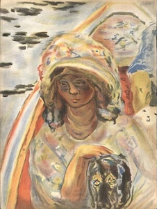 Original 1939 Lithographie "Jeaune Fille dans un Barque" von Pierre Bonnard - Bild 1 von 2