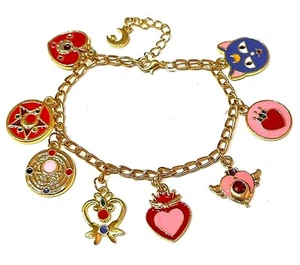 Sailor Moon Bracciale Spille Luna Anime Bunny Chibiusa Cristallo D'Argento Manga - Picture 1 of 1
