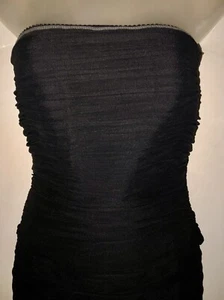 TADASHI COLLECTION BLACK FORMAL SATIN DRESS SZ M STRAPLESS RUCHED BANDED DRAPED - Picture 1 of 12