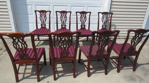 Hickory Chairs Dining Room Chairs Mahogany Chippendale Set Eight Cover
