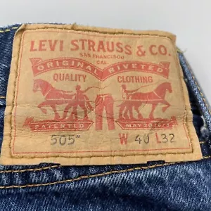 Levi's 505 Regular Fit Straight Rugged Blue Denim Jeans Mens Size 40 X 32 - Picture 1 of 15